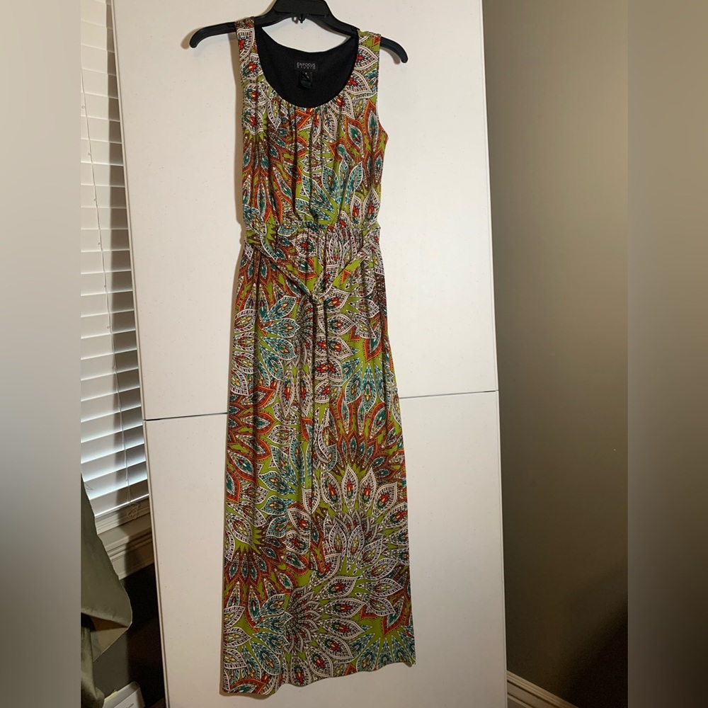 Enfocus Studio. maxi dress. Orange Green Blue. thick silky soft fabric Size 4